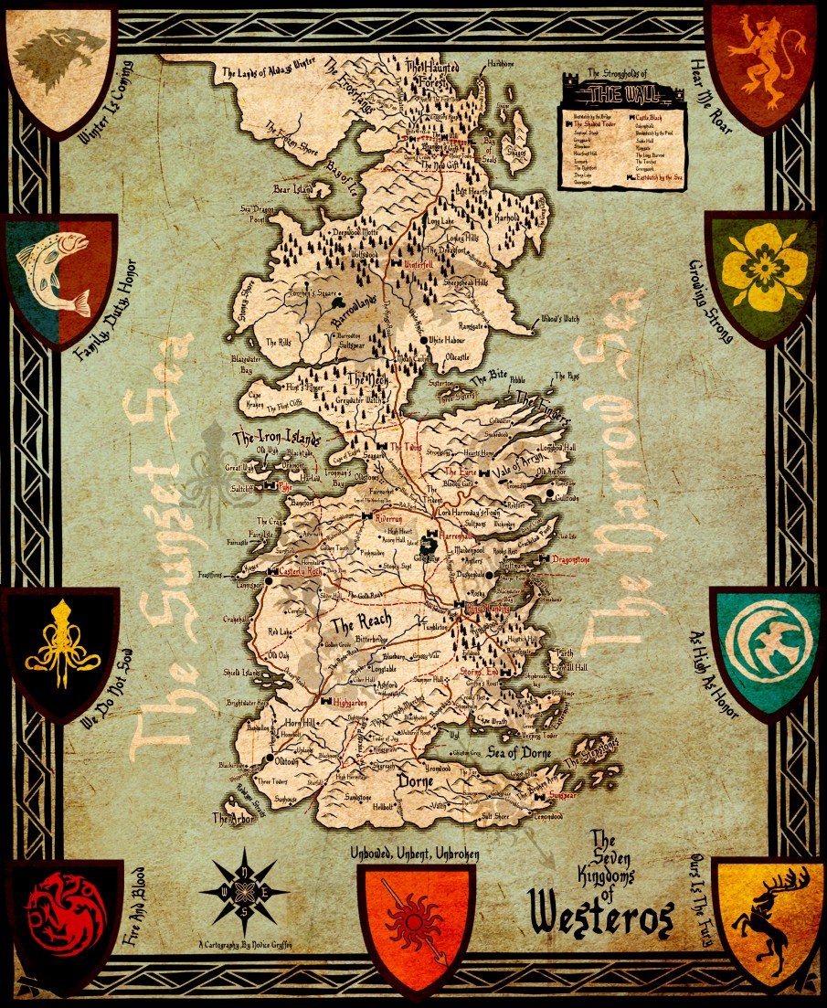 Carte de Westeros et de ses 7 couronnes
