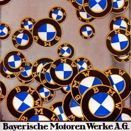 Affiche ancienne BMW, logotypes